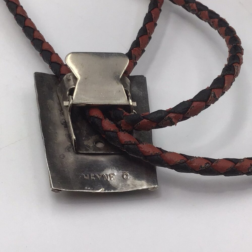 Sterling Silver Bolo Tie Turquoise Signed Native American Youth Or Women’s 15” - Picture 4 of 11